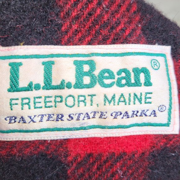 Vintage LL Bean Baxter State Parka Red with Plaid lining Size Large - Picture 10 of 11